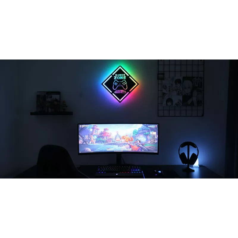 LED-neonvalo MANTA MASNL132RGB Style Neon Lights GAMER ZONE, RGB-valaistu seinäkoriste