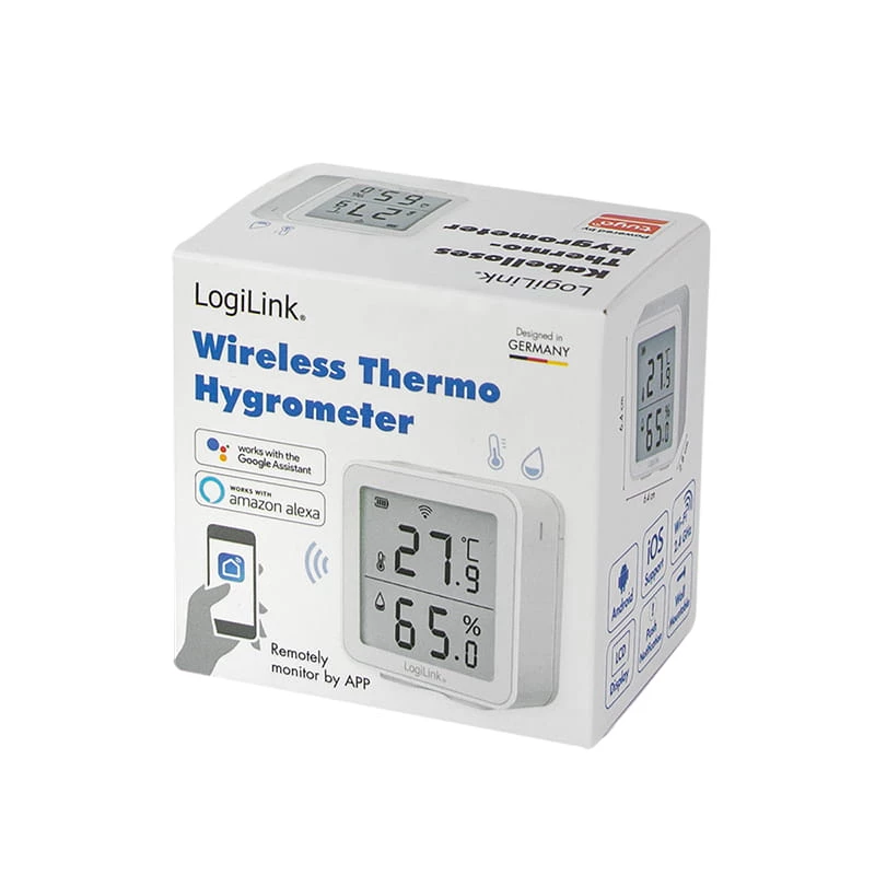 LogiLink SC0116 hygrometri psykrometri sisäkäyttöön elektroninen valkoinen digitaalinen