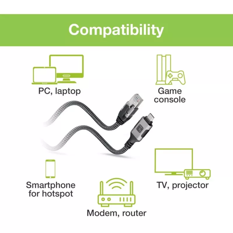 Techly ICOC U3C-RJ45-010 USB-C–Gigabit Ethernet -sovitinkaapeli, 1 m, musta/hopea