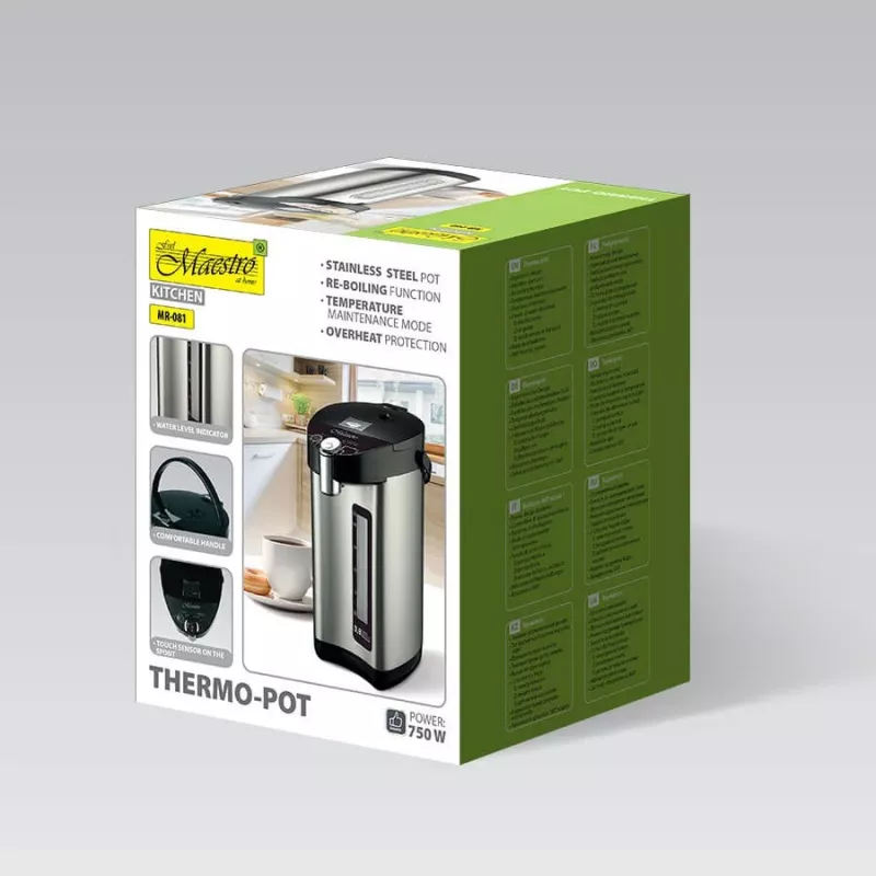 Feel-Maestro MR-081 -termospullo 3,8 l, hopea, musta