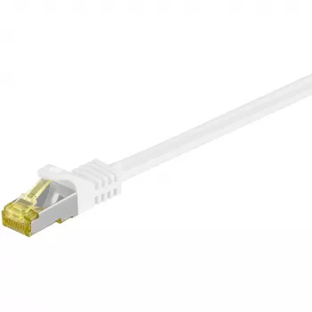 Wentronic Goobay Cat.7 -raakakaapeli patchkaapeli, S/FTP (PiMF), valkoinen, 0,5 m - LSZH halogeeniton, kupari, RJ45-plugi (91090)