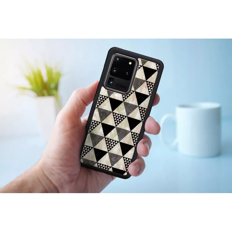 iKins suojakotelo Samsung Galaxy S20 Ultralle — pyramidikuvio, musta