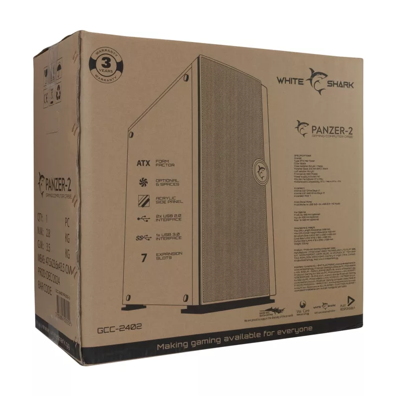Tietokonekotelo Panzer-2 White Shark GCC-2402 ATX musta