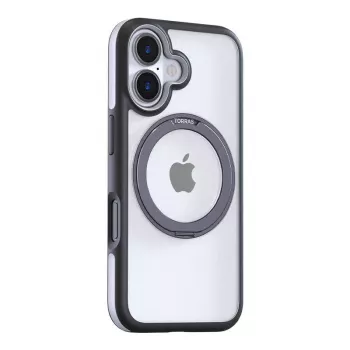 Suojakotelo Torras Ostand R Fusion iPhone 16:lle — musta, ohut iskunkestävä kotelo