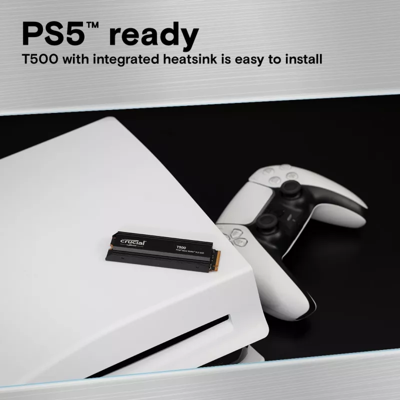 SSD-asema Crucial T500 1TB M.2 NVMe 2280 PCIe 4.0 jäähdytyssiilillä