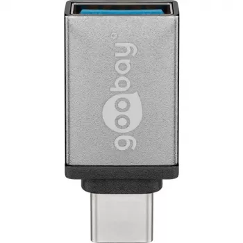 Wentronic Goobay USB-C™ -sovitin - USB 3.0 A-naaras, harmaa - USB-C™- ja USB-A-laitteiden yhdistämiseen (56621)