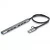 Delock 64273 ohut 7-porttinen USB-keskitin, USB Type-C tai Type-A -> 1x USB 5 Gt/s Type-A + 6x USB 2.0 Type-A