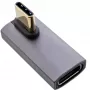 InLine USB4-sovitin, USB-C-uros/naaras pystysuoraan oikealle/vasemmalle kulmaan, alumiini, harmaa