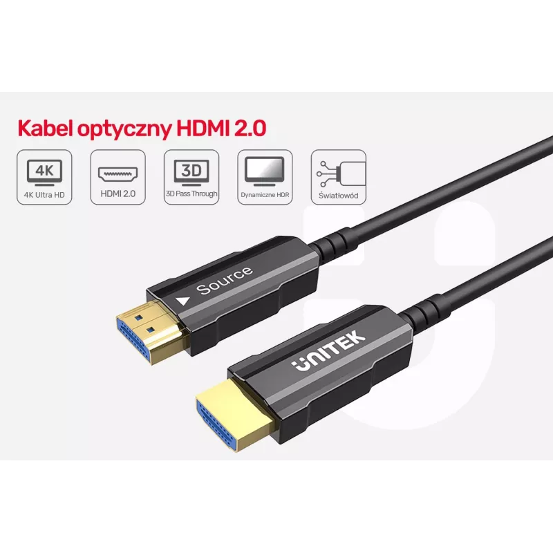 HDMI-kaapeli UNITEK C11072BK-25M 25 m 18 Gbit/s musta
