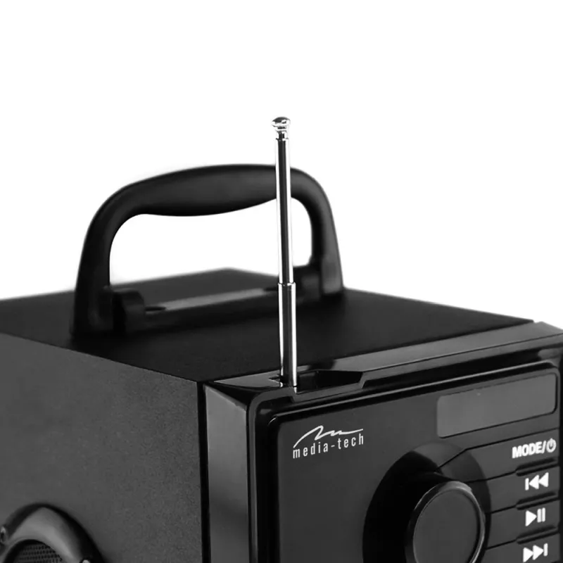 Kannettava kaiutin MEDIA-TECH MT3179, 20 W (RMS 15 W), Bluetooth 5.1, FM, MicroSD, USB, AUX, Li-Ion, 6 h, puukotelo