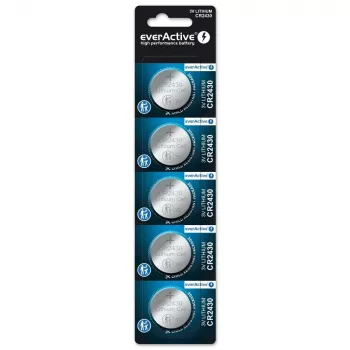 Nappiparisto everActive CR2430 litium 3 V, 24,5 mm × 3 mm, 5 kpl:n pakkaus