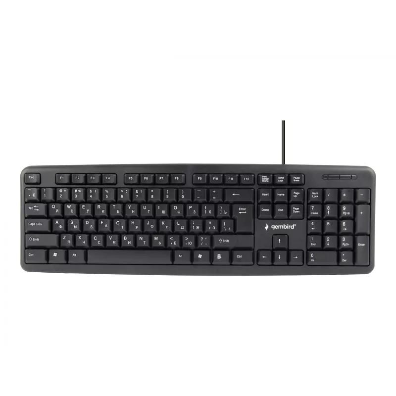 Näppäimistö Gembird KB-U-103-RU toimisto USB QWERTY englanti venäjä musta