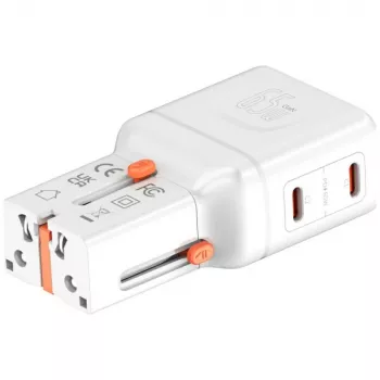 Matkalaturi World 65W USB-C + USB-A valkoinen