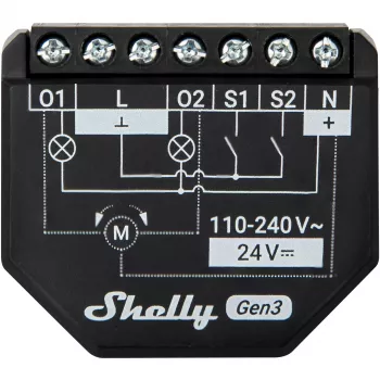 Shelly 2PM Gen3 älykytkin 2P musta