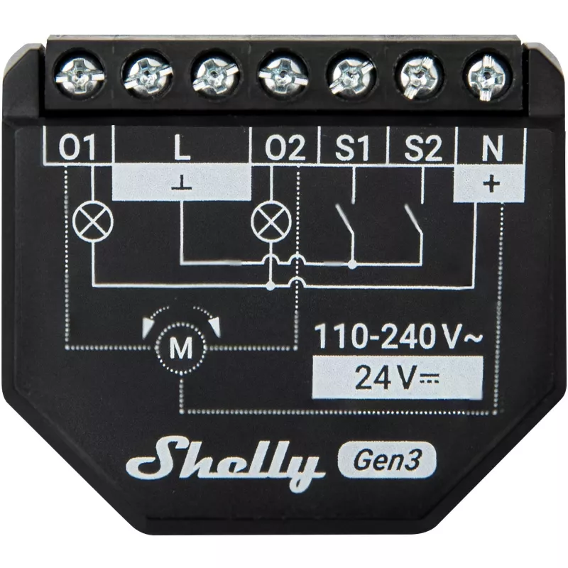 Shelly 2PM Gen3 älykytkin 2P musta