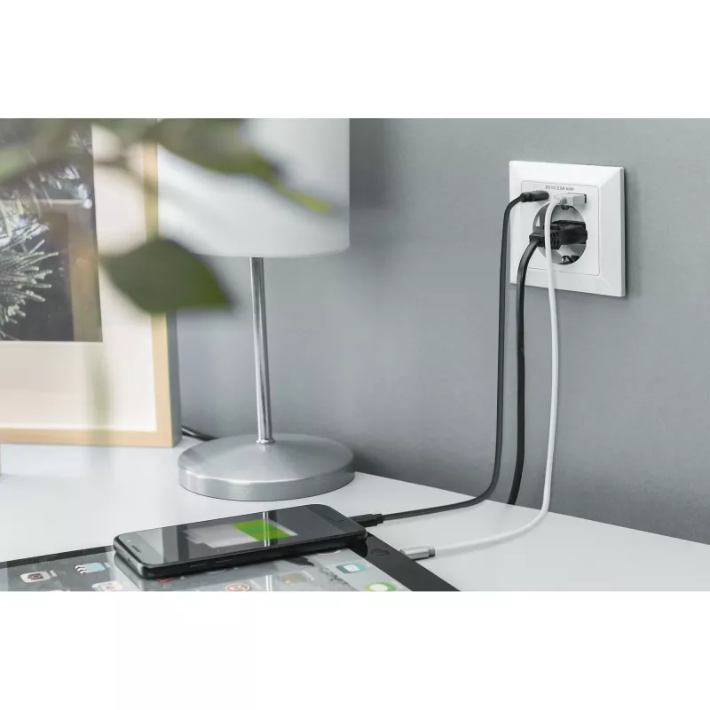 DIGITUS DA-70615 - pistorasia - 2P+E - tyyppi F, USB, USB Type-C - kannella - 1 pistorasia, 2 USB-liitäntää - 2.8 A - valkoinen, RAL 9003