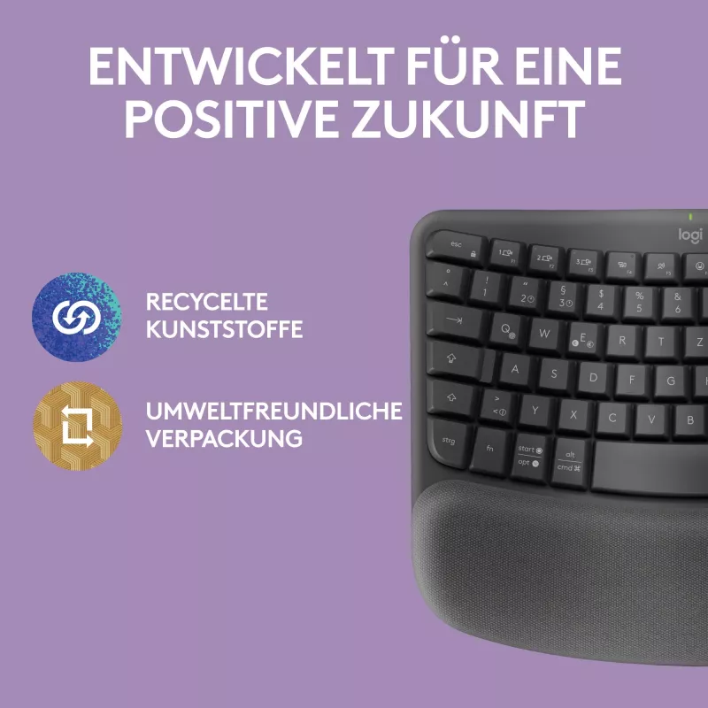 Logitech Wave Keys näppäimistö Office RF Wireless + Bluetooth QWERTZ grafiitti