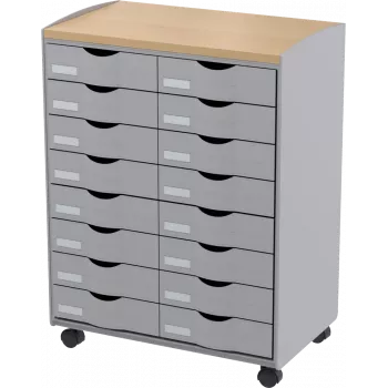 Säilytysvaunu Paperflow DT162N.02.23, 16 laatikkoa, 55,2×74,5×35 cm, harmaa