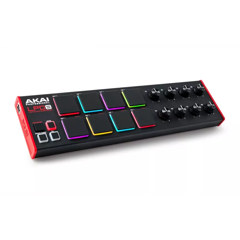 Akai LPD8 MKII MIDI-kosketinsoitin 8 kosketinta USB musta, punainen