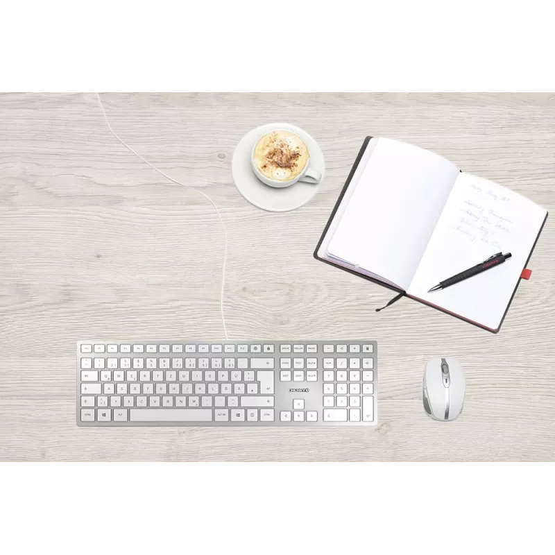 CHERRY KC 6000 -näppäimistö ohut yleiskäyttöön USB QWERTZ saksa hopea