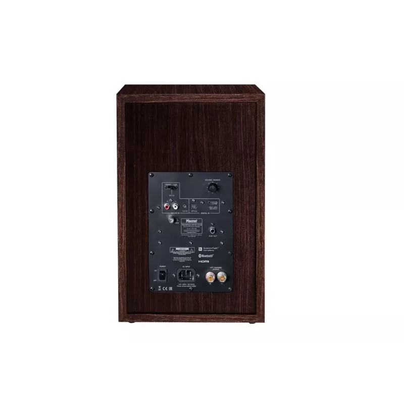 Magnat TRANSPULS 800A -kaiutinjalusta 2-tie langallinen & langaton 2×60 W, Bluetooth 5.0, HDMI, musta/ruskea