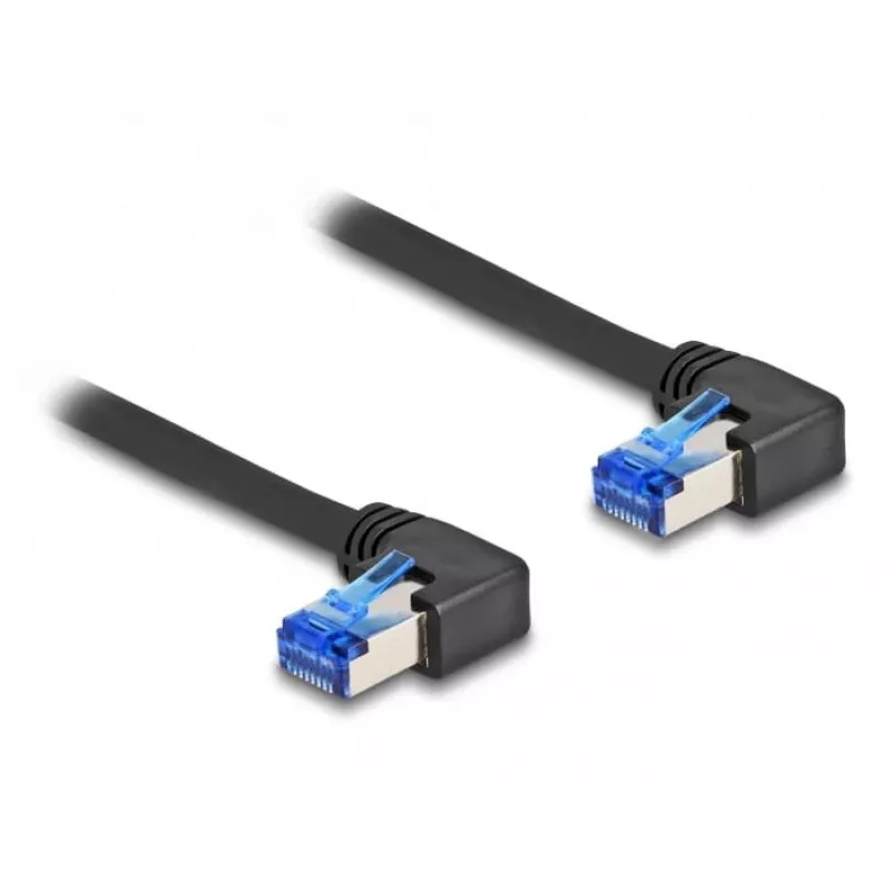 Verkkokaapeli DeLOCK RJ45 Cat.6A S/FTP kulmaliitin 1 m musta