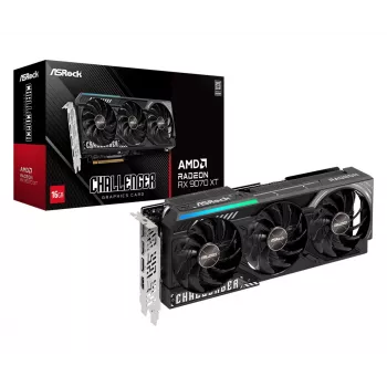 Näytönohjain ASRock Challenger Radeon RX 9070 XT — 16 GB GDDR6, 256-bittinen, PCIe 5.0, 3 tuulettimen aktiivijäähdytys