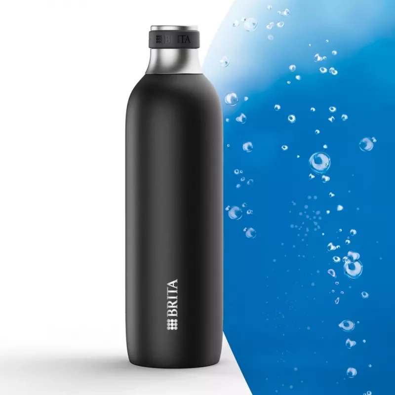 BRITA hiilihapotusvesipullo 650 ml, ruostumaton teräs, musta, konepesunkestävä