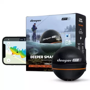 Kannettava kalastuksen kaikuluotain Deeper Smart Sonar PRO+ 2 kaiku 675 kHz, 100 m kantama, 65×65×65 mm, Li‑Ion 950 mAh