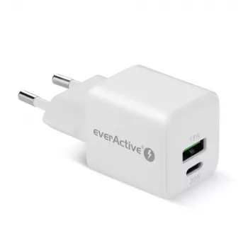 Seinänturi everActive SC-330Q 1x USB-A ja 1x USB-C liitännöillä, 20W, valkoinen