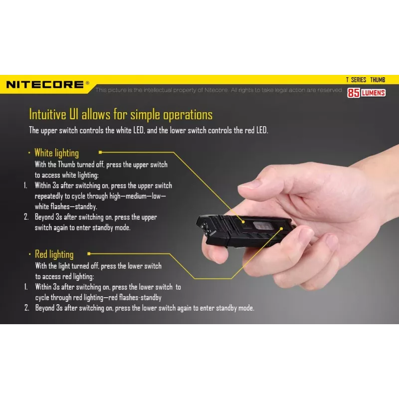 Taskulamppu T-sarja 85 LUMENS/THUMB Nitecore