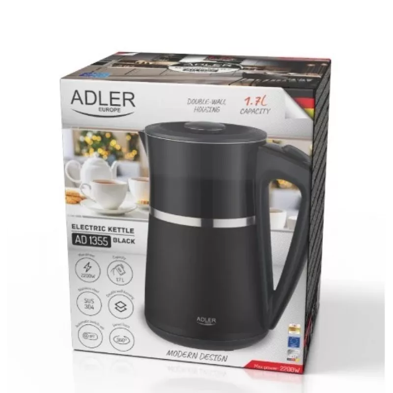 Sähköinen vedenkeitin Adler 1,7l 2200W musta