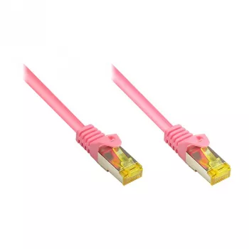 RJ45-verkkokaapeli Cat.7-kaapelilla ja taittosuojalla (RNS®), S/FTP, PiMF, halogeeniton, 600MHz, OFC, magenta, 2m, Good Connections® (8070R-020M)