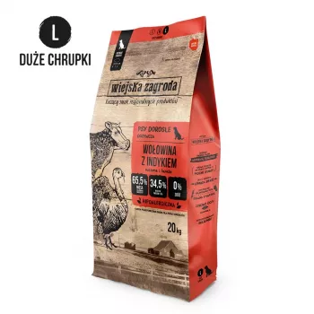 Kuivaruoka koirille wiejskazagroda nauta ja kalkkuna L 20 kg — suuret rodut aikuinen, 31 % proteiinia, 20 % rasvaa