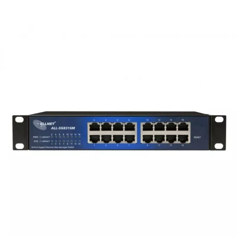 ALLNET ALL-SG8316M älykkäästi hallittava kytkin, 16x Gigabit Ethernet 10/100/1000, tuuletinton