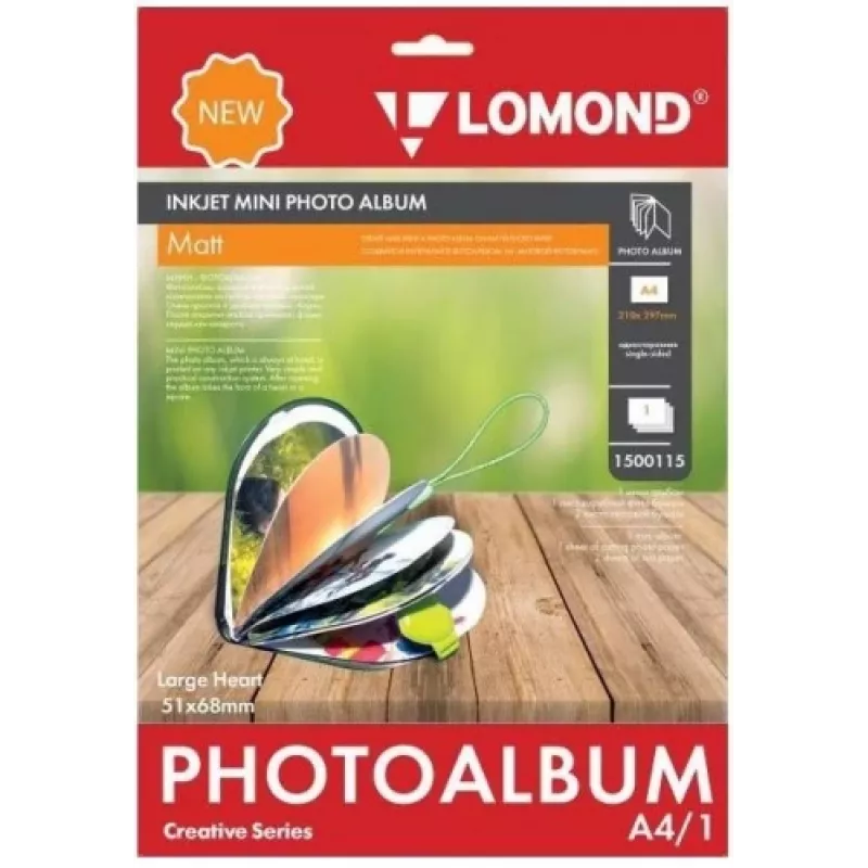 Lomond mustesuihku-minialbumi Large Heart matta 51×68 mm (suuri)