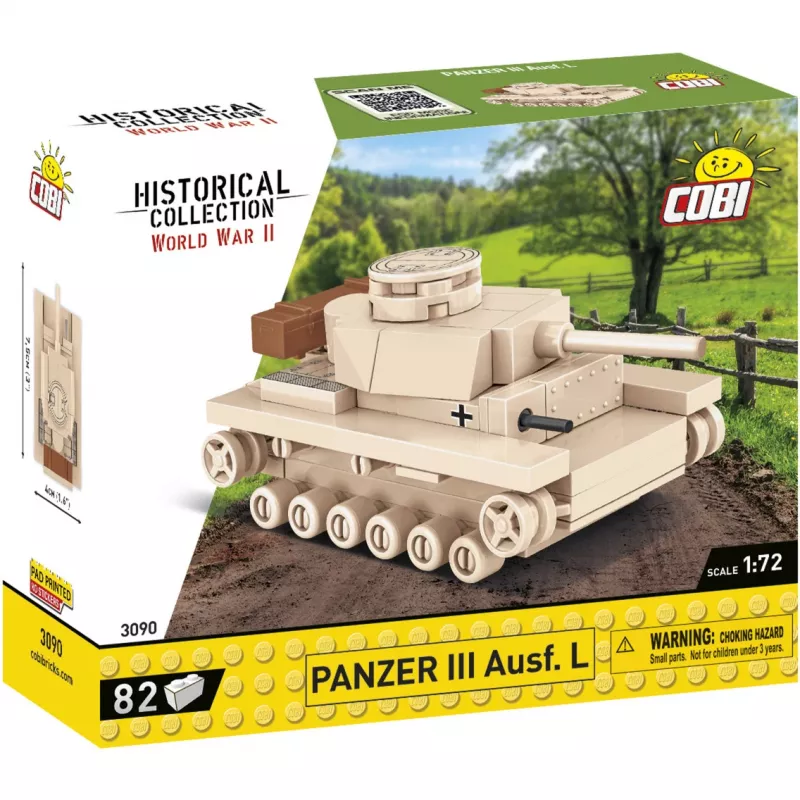 Rakennussarja Cobi Panzer III Ausf.L — 103 osaa, suositeltu ikä 6+, beige