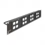 Delock 88195 D-tyypin 19" kytkentäpaneeli 4 levyllä 86 x 86 mm, 4 porttia, 2U, musta