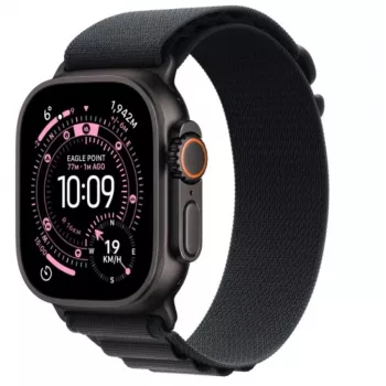 Apple Watch Ultra 3 GPS + Cellular 49 mm Black Titanium -kotelo Black Alpine Loop Medium -rannekkeella