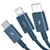 USB-kaapeli 3in1 Baseus Superior Series, USB - Micro-USB / USB-C / Lightning, 3,5 A, 1,5 m (sininen)