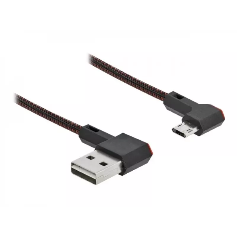 USB-kaapeli DeLOCK EASY-USB 2.0 Type-A-uros micro-B-urokseen kulmamalli 0,2 m musta