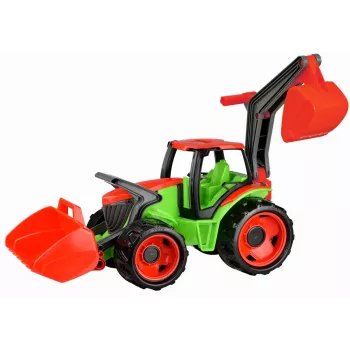 Lena GIGA TRUCKS traktori etukuormaajalla, traktori, 3 vuotta, muovi, sininen, harmaa, valkoinen