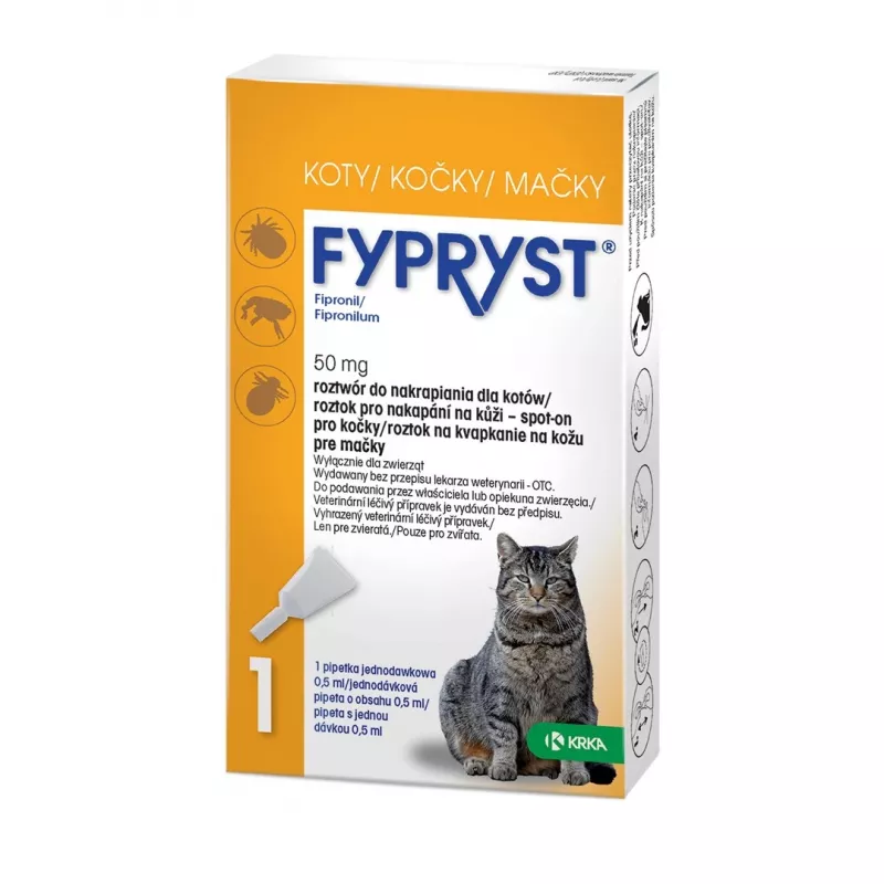 FYPRYST 50 mg - tipat kirppuja ja punkkeja vastaan kissoille – 1x0,5 ml