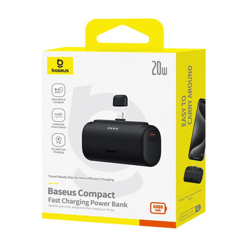 Varavirtalähde Baseus Compact (IP Edition) 20W USB-C pikalataus 5000mAh Cluster musta