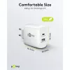 USB-C kaksoispikalaturi, PD, GaN, 65 wattia (valkoinen, 1x USB-C, 1x USB-A, Power Delivery)