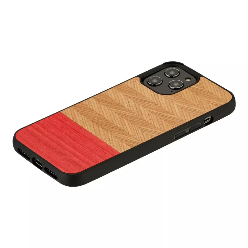 man and wood -suojakotelo iPhone 12 Pro Max — Herringbone Azalea musta