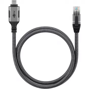 Goobay 70755 USB-C - RJ45 Ethernet CAT 6 -kaapeli vakaan langallisen internetyhteyden muodostamiseen reitittimen/modeemin/verkkokytkimen kanssa/korvaa USB - RJ45 -sovittimen / 1