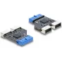 USB-keskitin DELOCK 5 Gbit/s 20-pin-header → 2× USB-A 5 Gbit/s