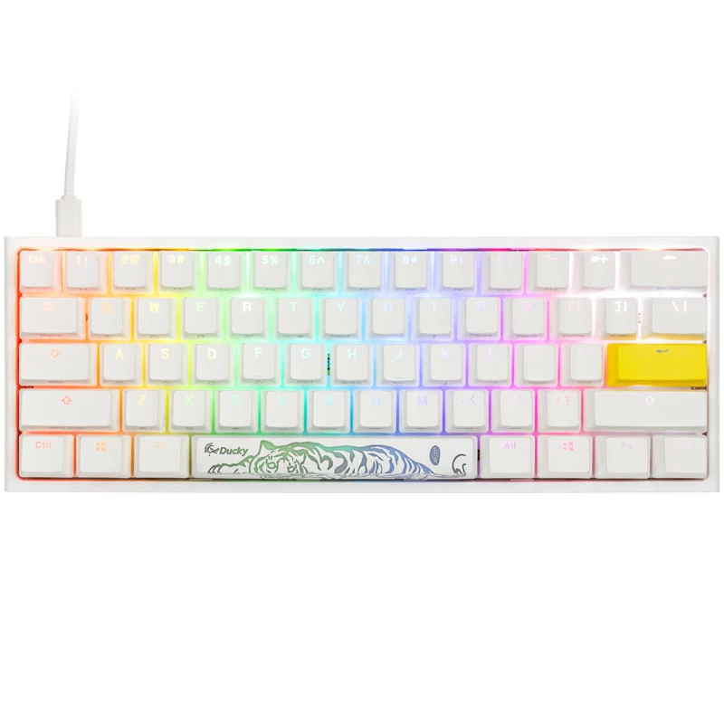 Ducky One 2 Pro Mini White Edition -pelinäppäimistö, RGB LED - Gateron keltainen (US) (DKON2061ST-GUSPDWWTY2)