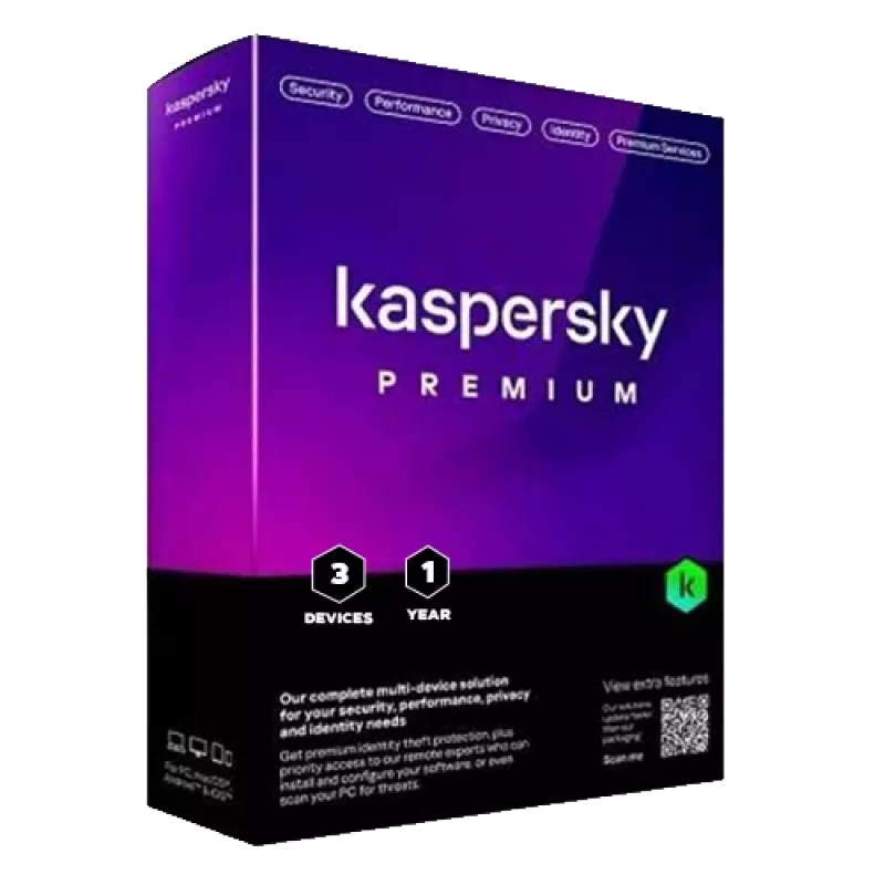 Kaspersky Premium + asiakastuki | 3 laitetta | 1 vuosi | EU